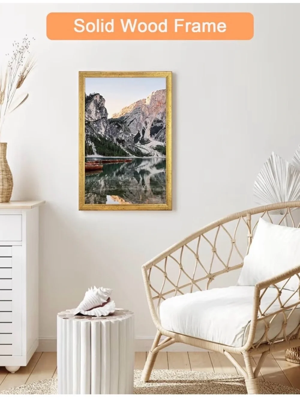 Gold Wood Rectangular Picture Frame Portrait or Landscape 12x16”